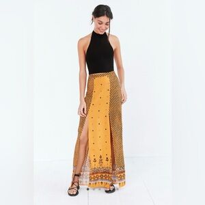 NWT Ecote Mixed Print Split-Front Maxi Skirt